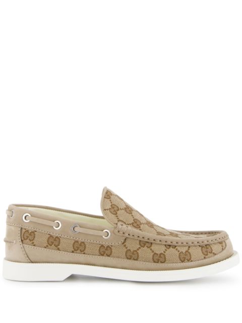 Gucci GG canvas leather loafers