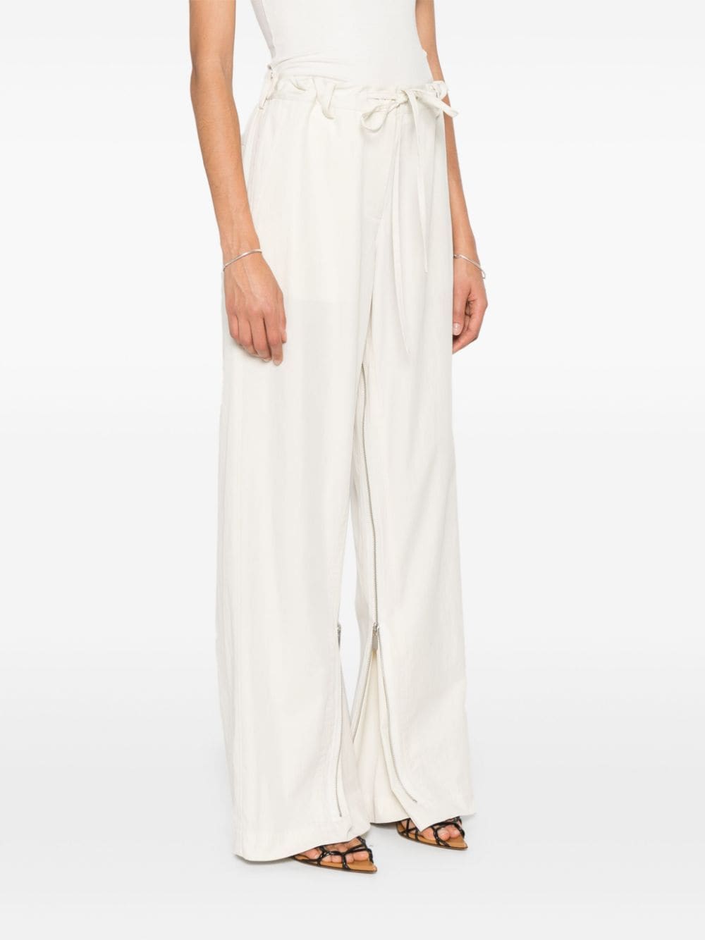 Shop Helmut Lang Zip-opening Trousers In Neutrals