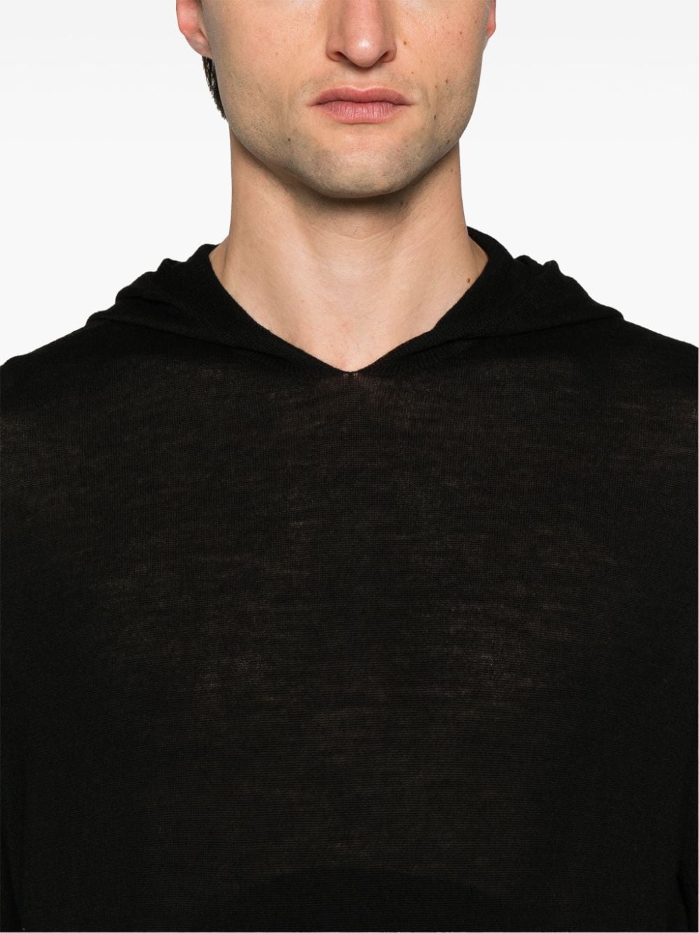 Shop Rick Owens Fine-knit Hooded Jumper In Black