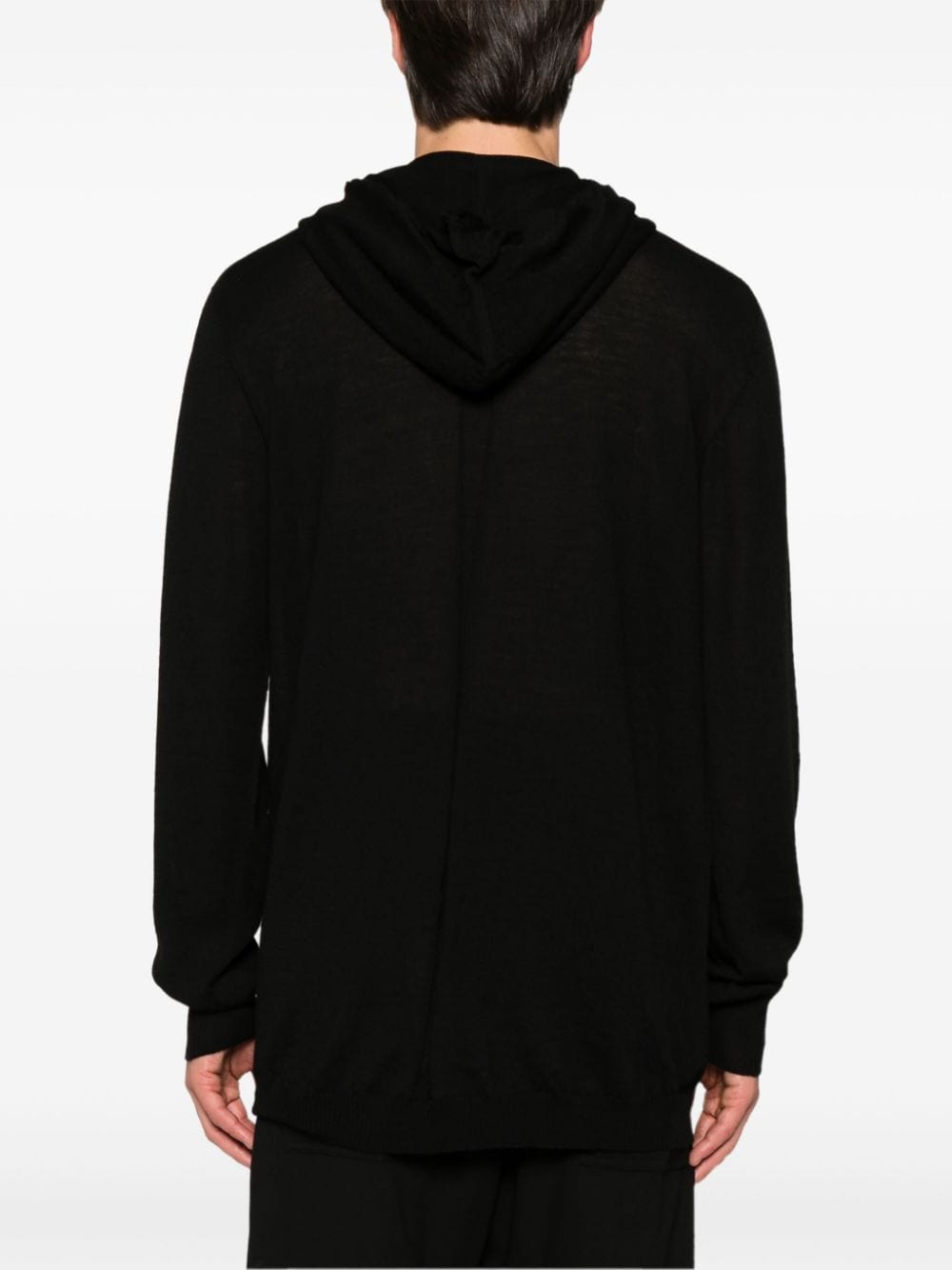 Shop Rick Owens Fine-knit Hooded Jumper In Black