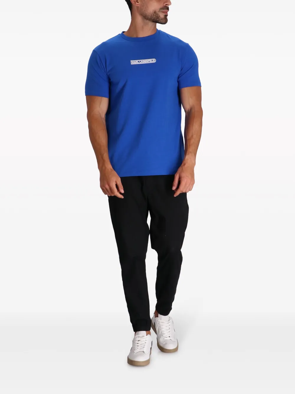 Karl Lagerfeld T-shirt met logopatch - Blauw