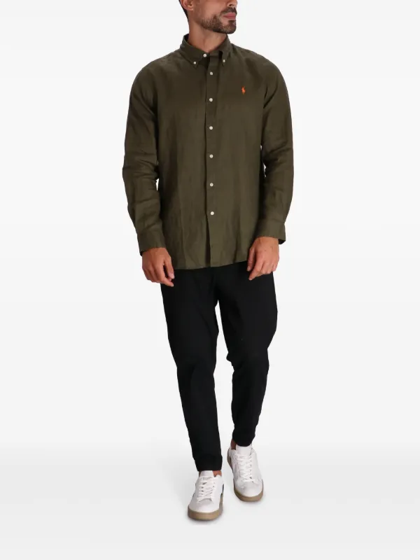 Polo Ralph Lauren リネン100% グリーンシャツ Polo Ralph Lauren リネンシャツ | グリーン | FARFETCH JP