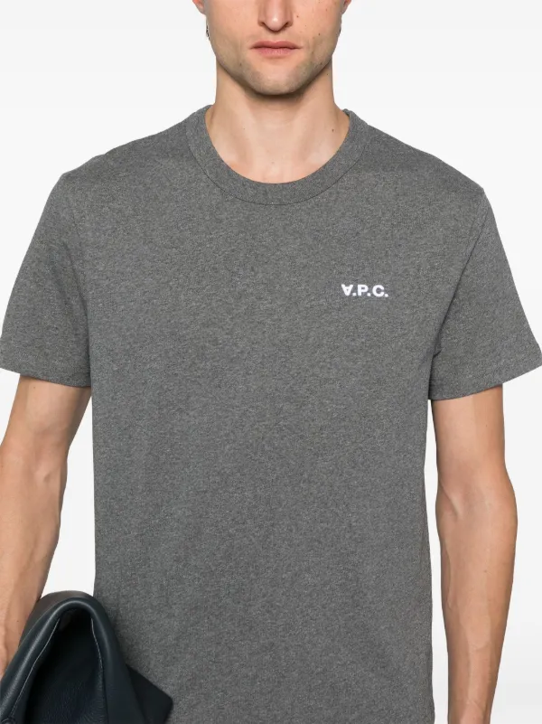 A.P.C. logo-embroidered Cotton T-shirt | Grey | FARFETCH PL