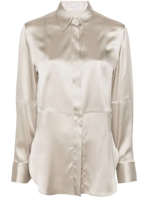 Brunello Cucinelli pointed collar satin shirt 