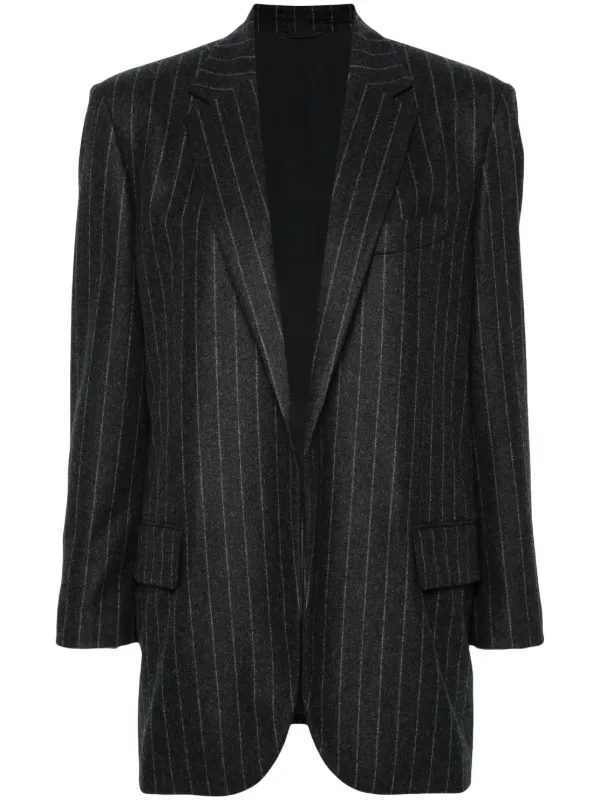Brunello Cucinelli Pinstriped Wool Blazer in Grey