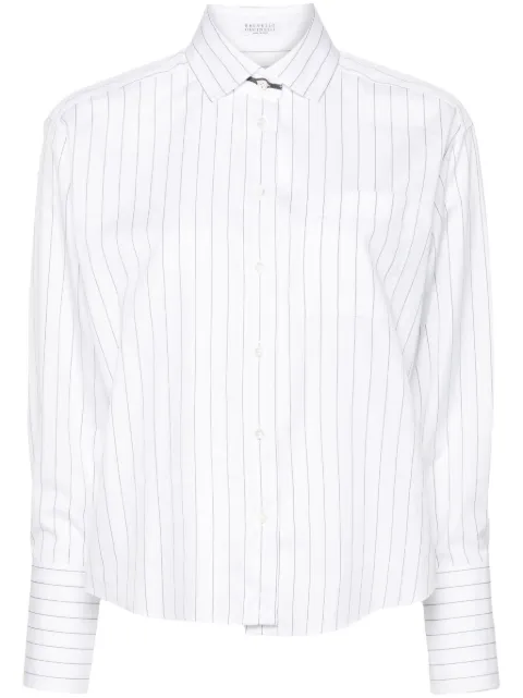 Brunello Cucinelli pinstriped Monili-chain shirt
