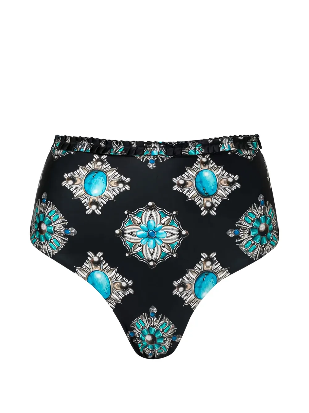 Agua By Agua Bendita Slip bikini Nopal Platero con ruches - Nero