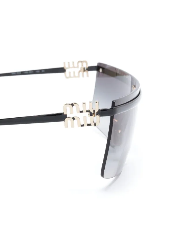 Miu Miu Eyewear Rimless shield-frame Sunglasses | Black Miu Miu Eyewear Rimless shield-frame Sunglasses | Black