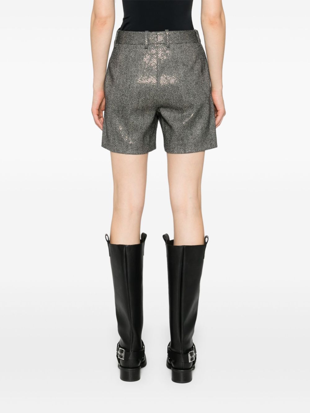 Shop Ermanno Scervino Herringbone-pattern Sequin-embellished Shorts In Black