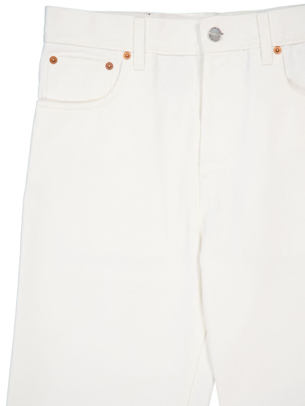 Shop Gucci Logo-patch Straight Jeans In White