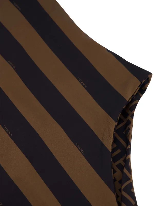 FENDI logo-print Reversible Swimsuit | Brown | FARFETCH