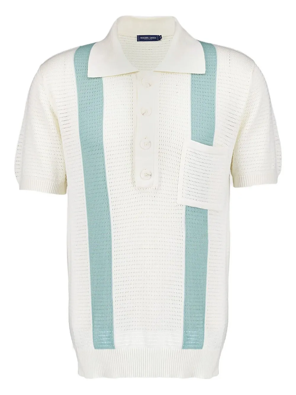 crochet-stripe polo shirt