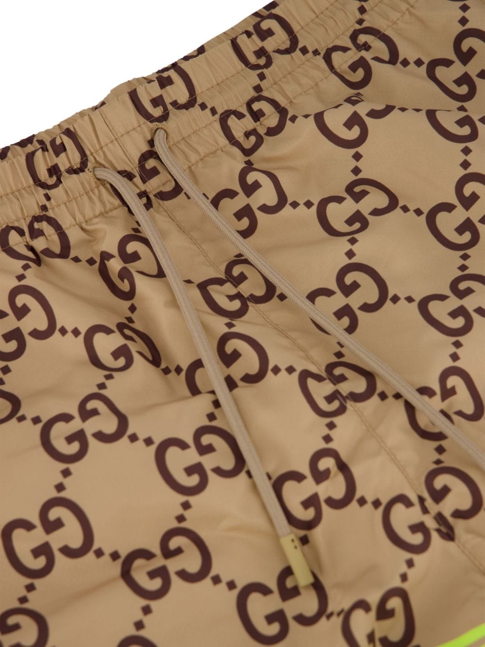 Shop Gucci Monogram-print Drawstring Swim Shorts In Nude