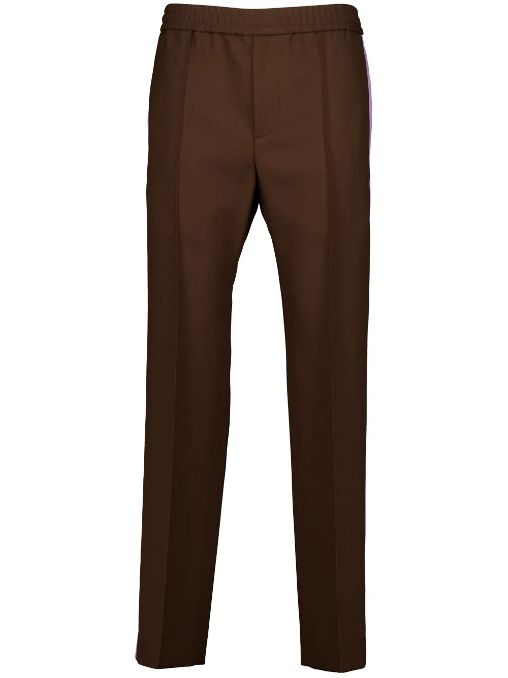 Gucci Casual Pants With Elastic Waist And Contrasting Side Band In Brown