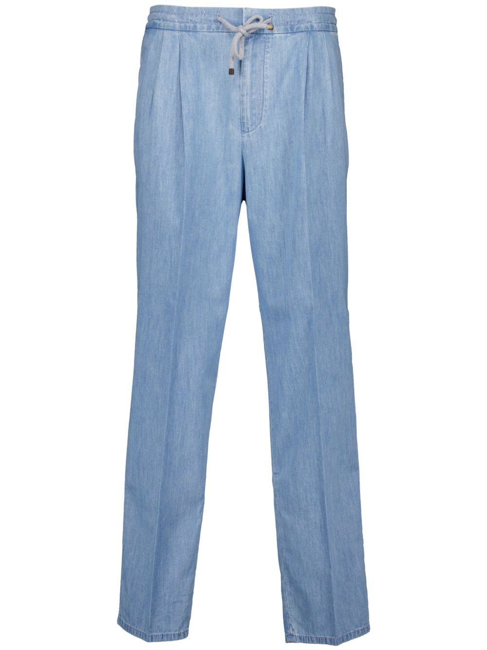 Brunello Cucinelli straight-leg dyed-cotton trousers - Blue