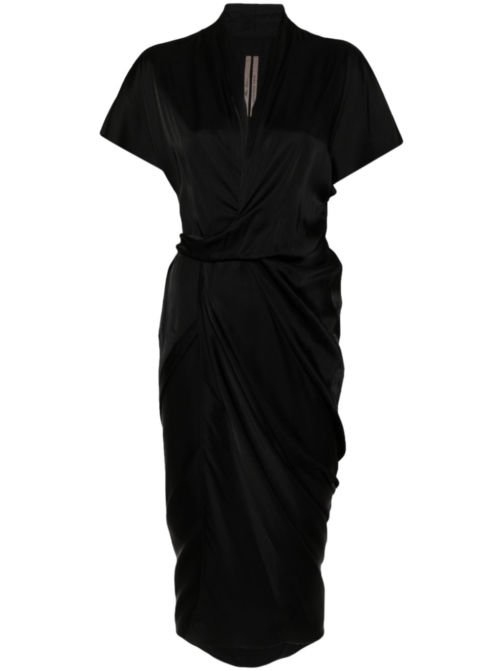 Rick Owens Tie-fastening Satin Wrap Dress In Black