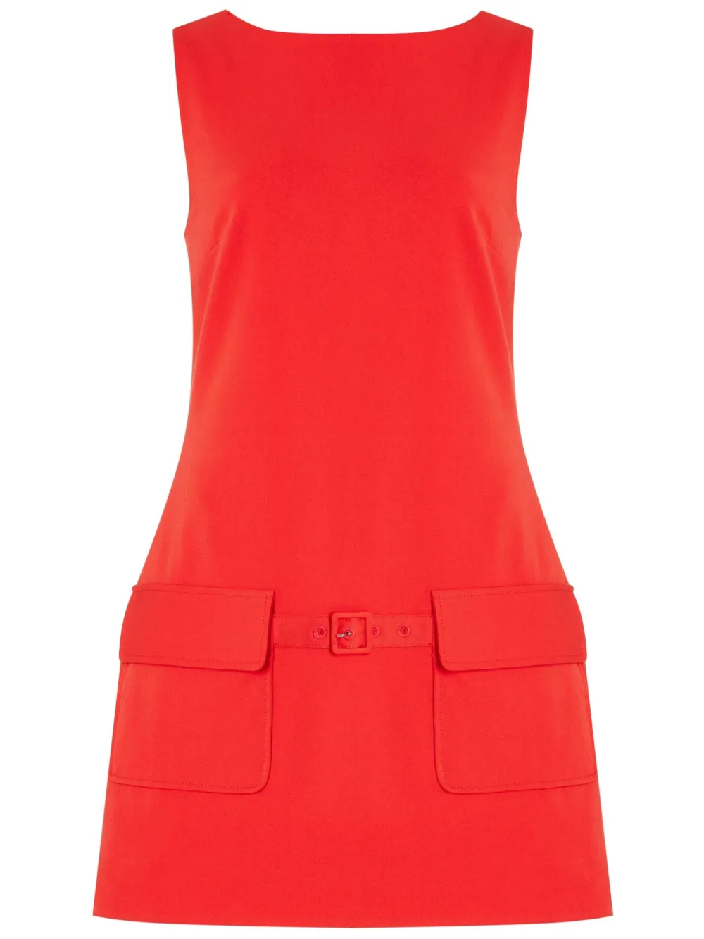 Staud Sheila Belted Stretch-crepe Mini Dress In Orange
