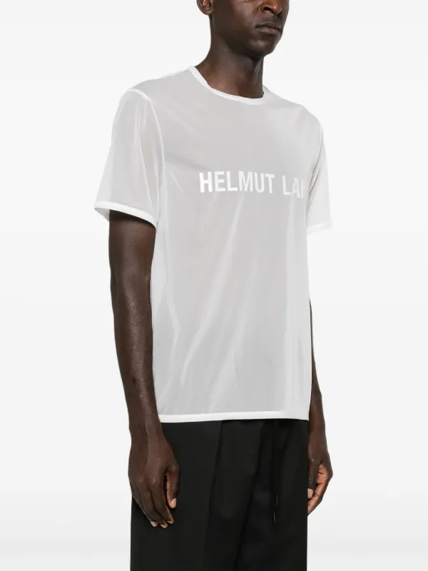 Helmut Lang logo-print Sheer T-shirt | White | FARFETCH