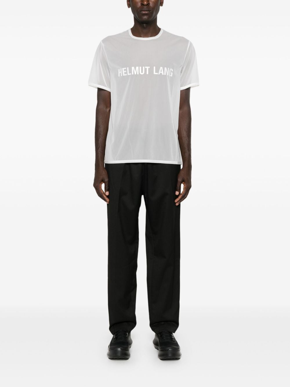 Helmut Lang Doorzichtig T-shirt met logoprint - Wit