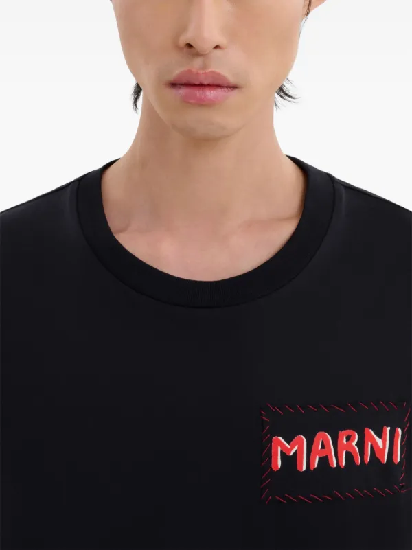 Marni logo-appliqué Cotton T-shirt | Black | FARFETCH