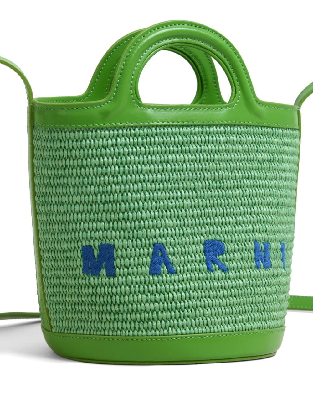 Shop Marni Ropicalia Logo-embroidered Tote Bag In Green