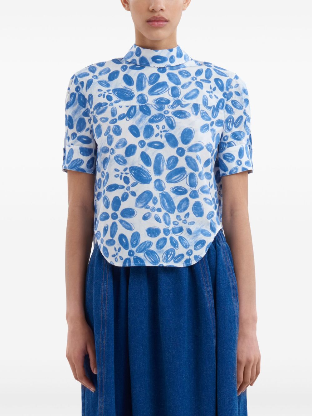 Shop Marni Patterned Short-sleeve Shirt In Weiss