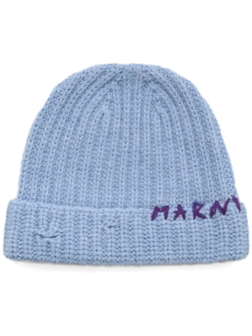 Bonnet en laine à logo brodé - Marni - Modalova