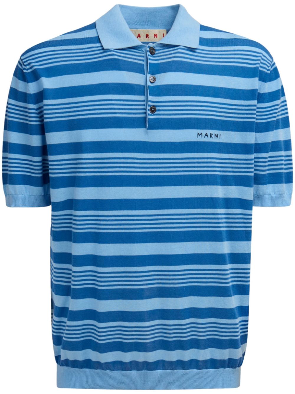 Marni Mixed Stripe Polo Shirt In Blue