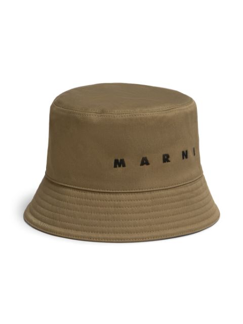 Marni logo-embroidered cotton bucket hat Men