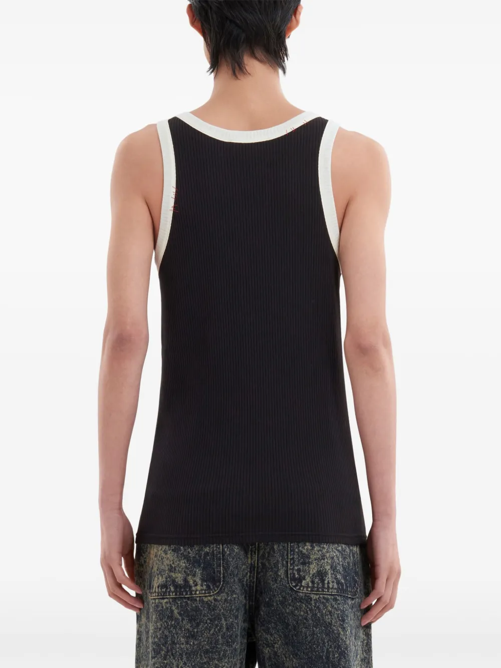 Cheap Marni contrast-trim fine-ribbed tank top Men