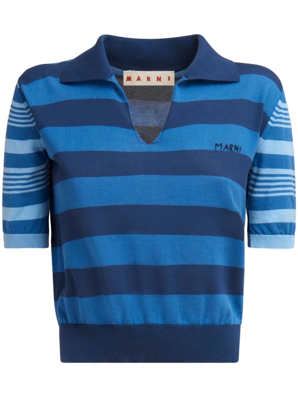 Marni striped cotton polo shirt - Blu