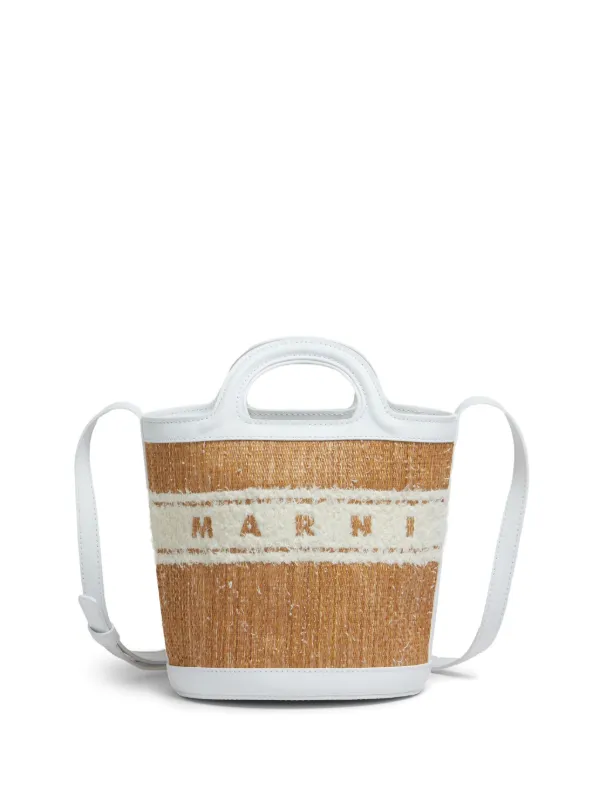 Marni Small Tropicalia Logo-embroidered Bucket Bag in Neutrals
