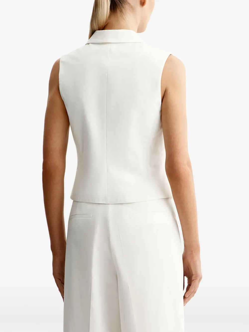 12 STOREEZ Katoenen-lyocell gilet met V-hals Wit