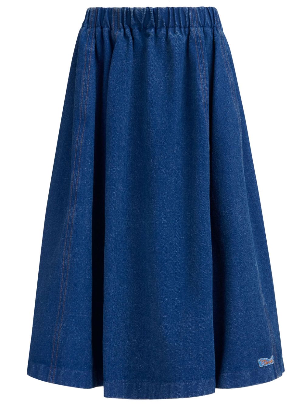 Marni Logo-patch Denim Skirt In Blue