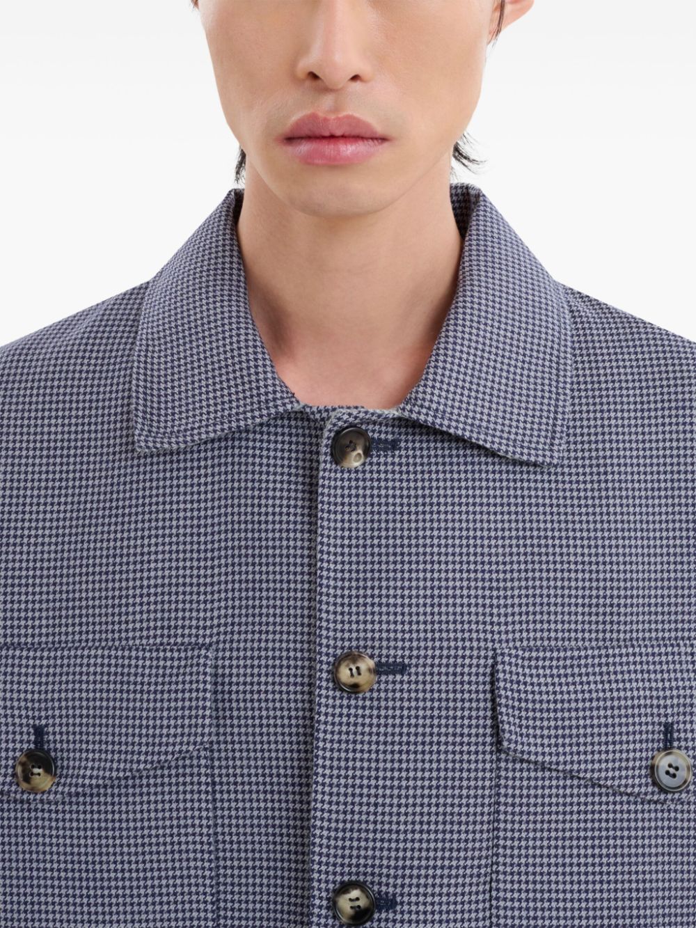 Marni houndstooth-print flap-pocket shirt Men