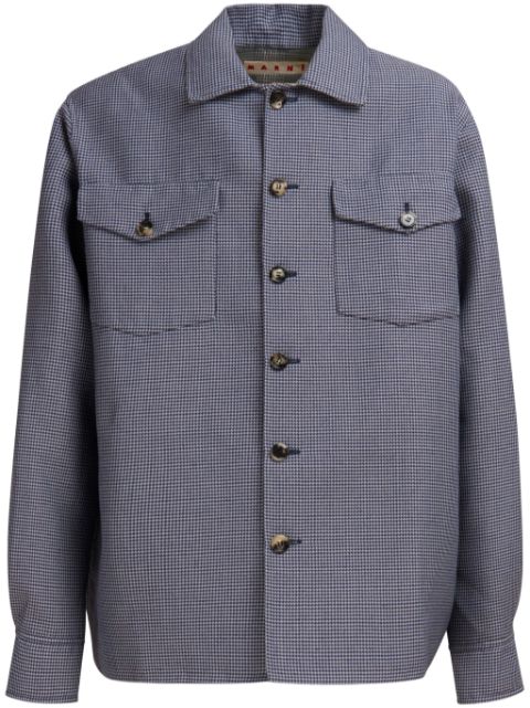 Marni houndstooth-print flap-pocket shirt Men