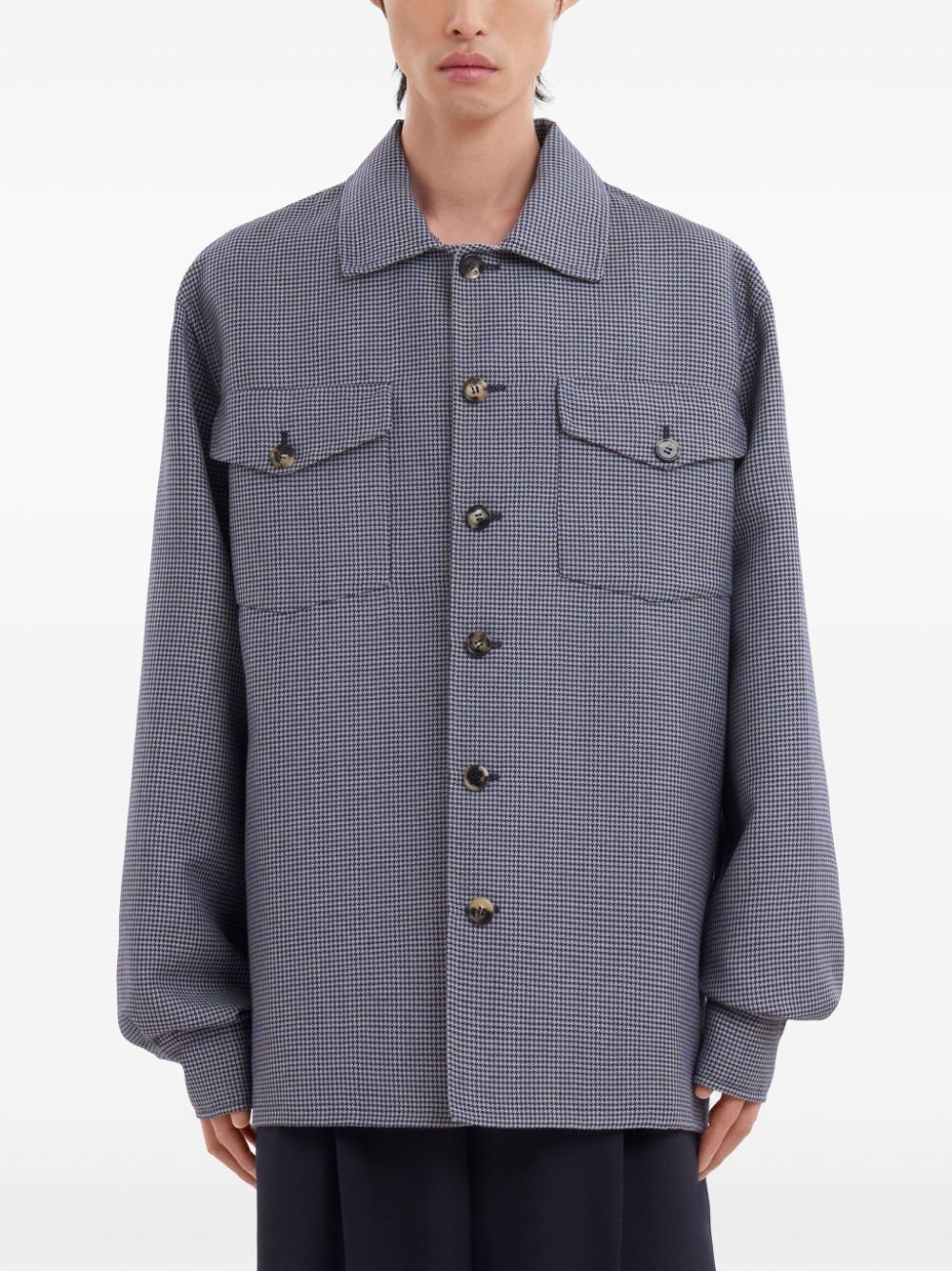 Marni houndstooth-print flap-pocket shirt Men