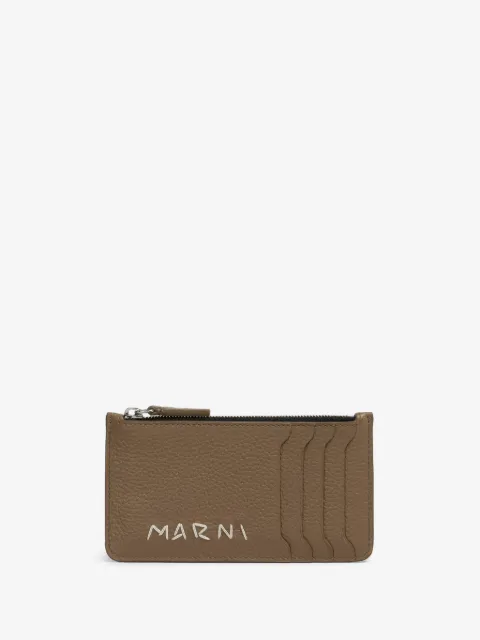 Marni Kartenetui aus Leder mit Mending-Stickerei