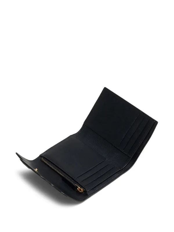 [Marni] Bead Tripold Wallet - Black / ☆送料込☆ Black leather zip-around bifold wallet with Marni Mending