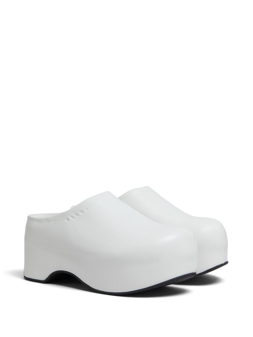 Shop Marni Chunky Leather Mules In Weiss