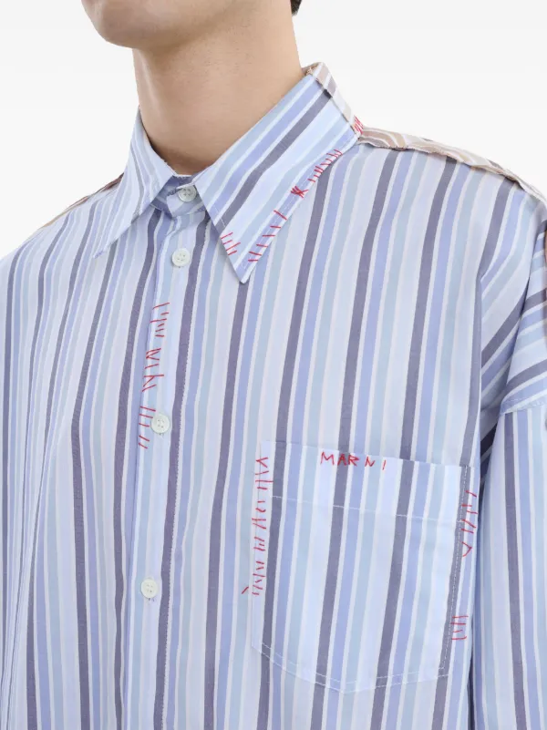 MARNI ロゴエンブロイダリー Tシャツ Marni エンボスロゴ Tシャツ | ブルー | FARFETCH JP