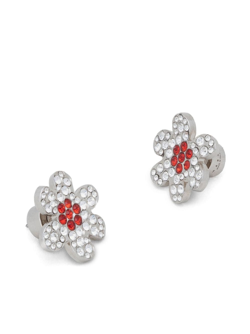 Shop Marni Crystal-flower Drop Earrings In Silver