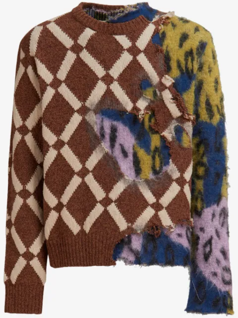 Marni pull colour block en coton à effet usé