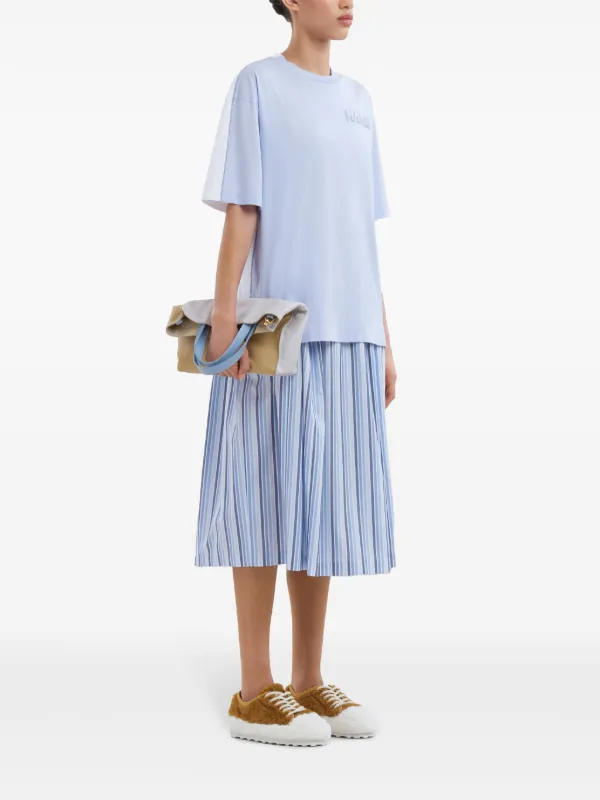 MARNI ロゴエンボスクルーネックTシャツ 【関税込】 Marni エンボスロゴ Tシャツ | ブルー | FARFETCH JP