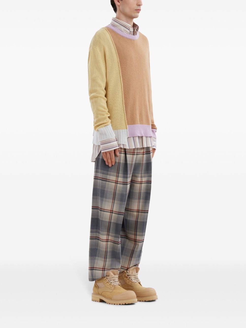 Shop Marni Colour-block Cashmere Jumper In Neutrals