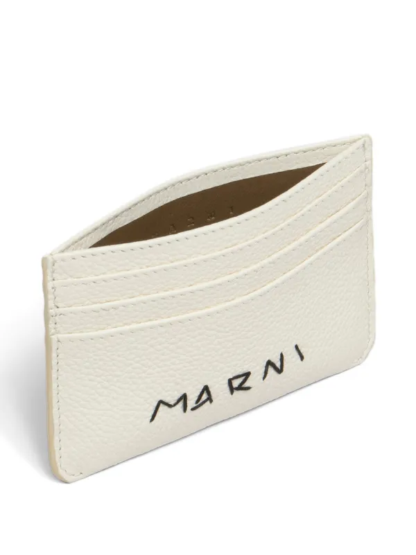 【MARNI】Logo Leather Card Holder Grey credit card holder with Marni Symbol logo | Marni