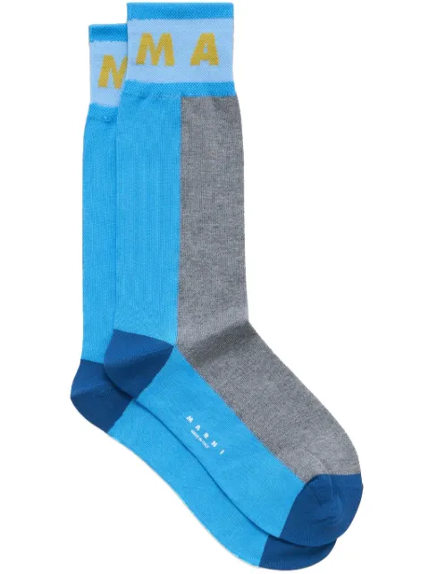 Marni calcetines con diseño color block y logo en intarsia