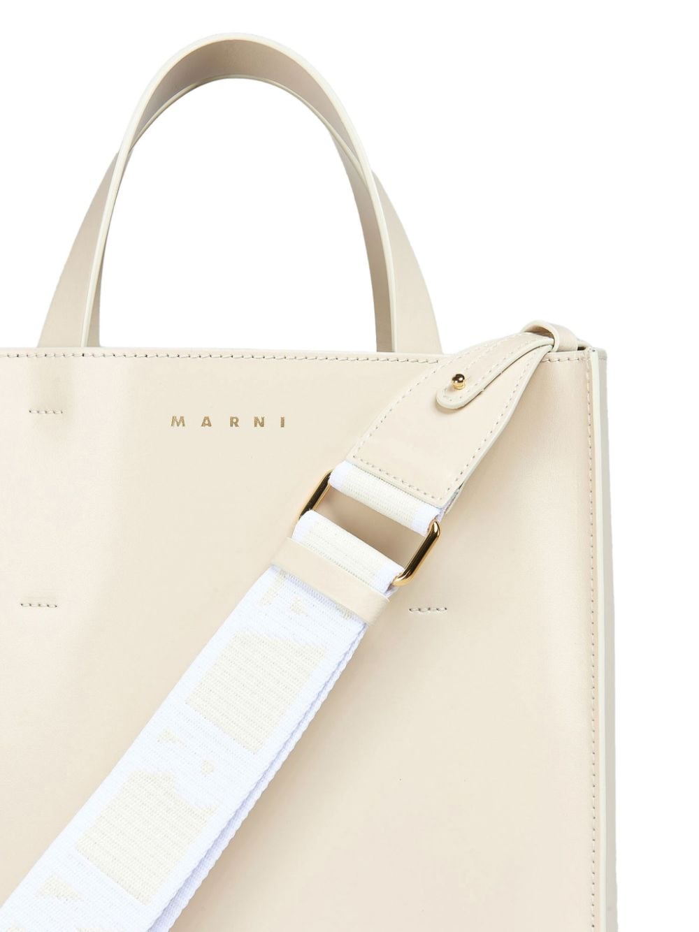 MARNI LOGO-STRAP LEATHER TOTE BAG 