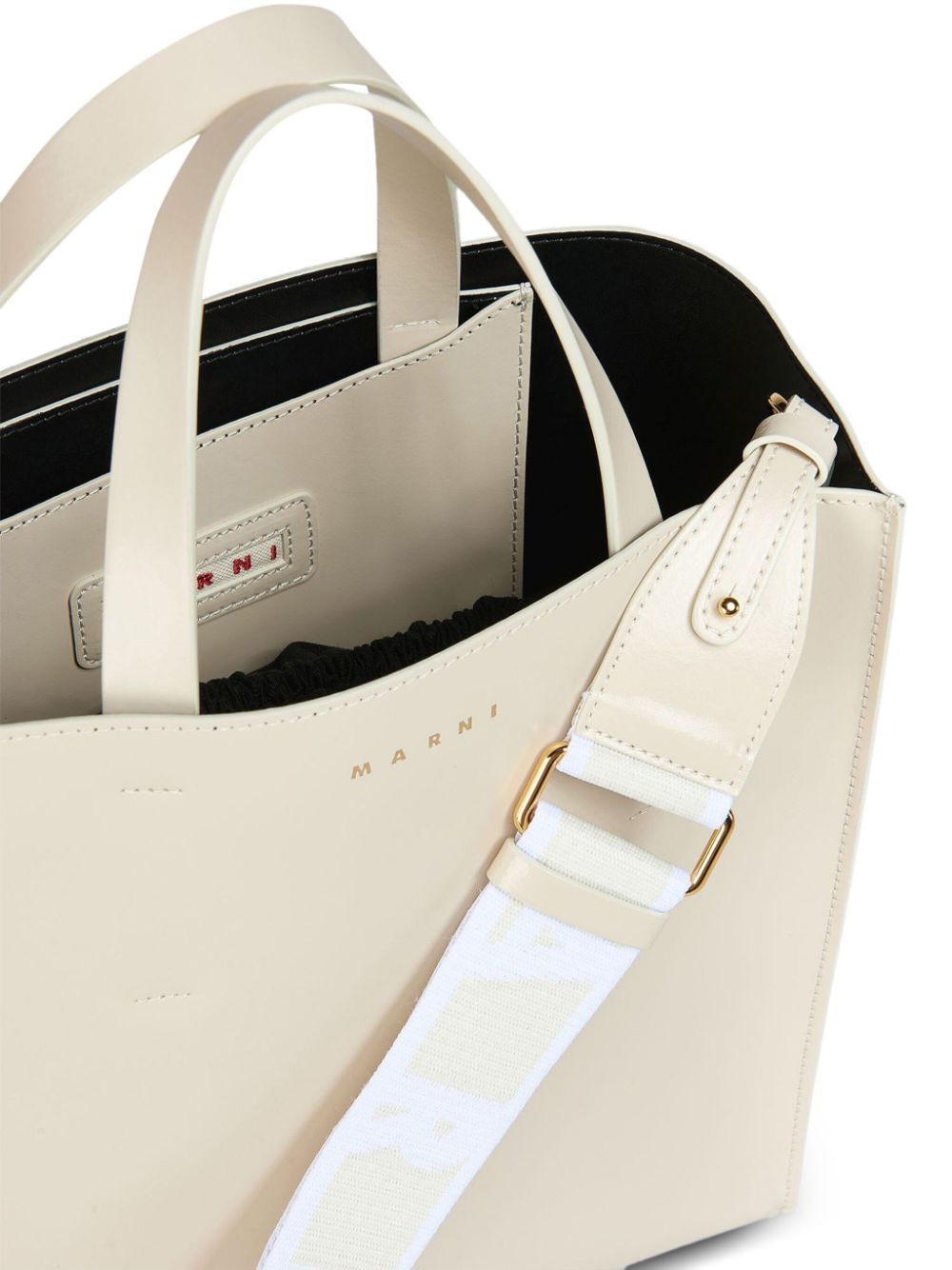 MARNI LOGO-STRAP LEATHER TOTE BAG 