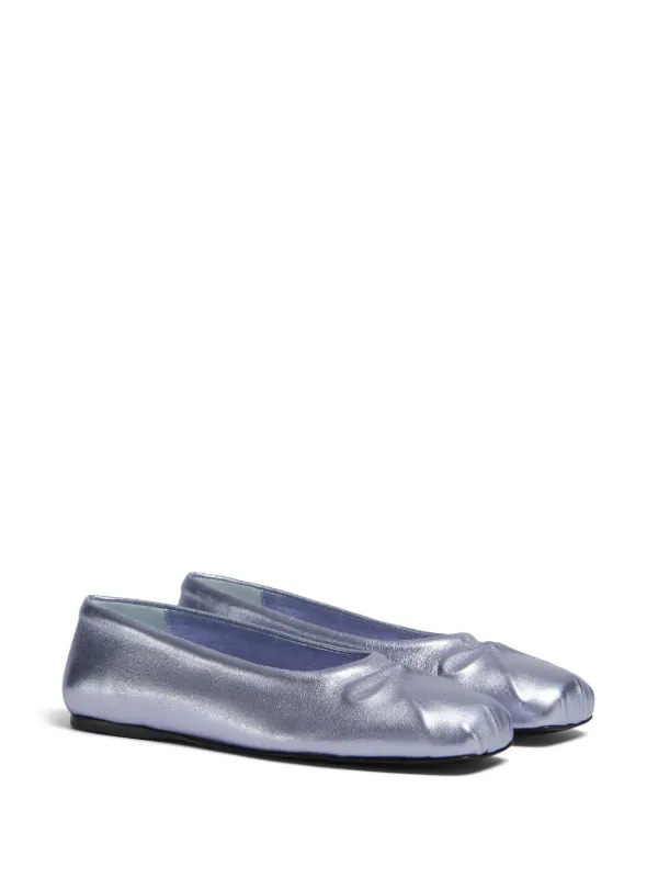 フラットシューズ Marni Little Bow ballerinas Marni Little Bow Metallic Ballerina Shoes | Blue | FARFETCH